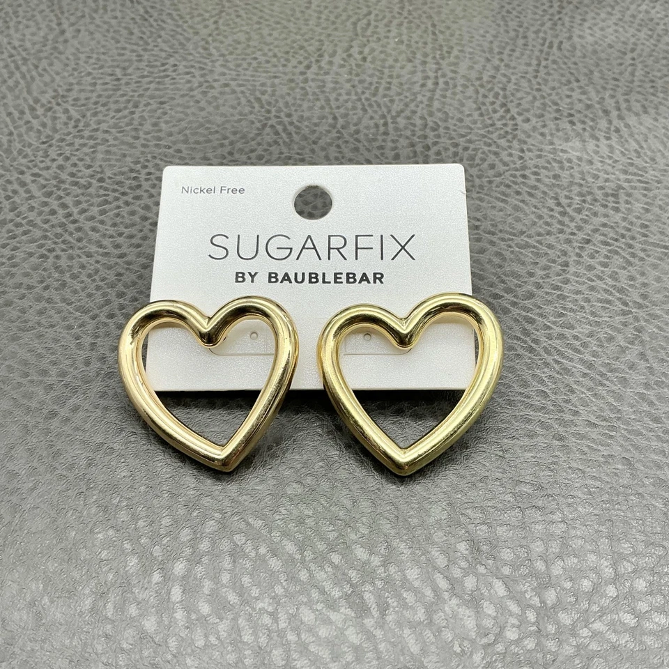 Pendientes de aro Sugarfix by BaubleBar corazón abierto para mujer tono dorado sin níquel Foto 2 de 4