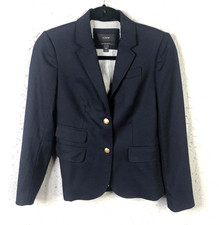J.Crew Schoolboy Blazer Women 00 Navy Wool Gold Buttons Old Money Yacht Academia