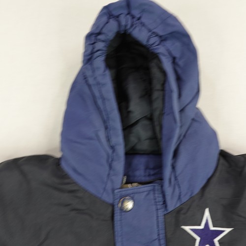 Vintage Dallas Cowboys Jacket Boys Medium NFL Football Starter Hooded Coat 90s - Picture 2 of 17