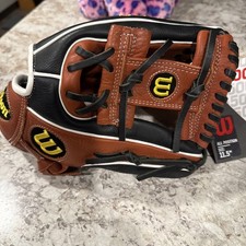 Wilson A500 11.5" Baseball All Position Glove Black/Tan WBW100148115 18 Left
