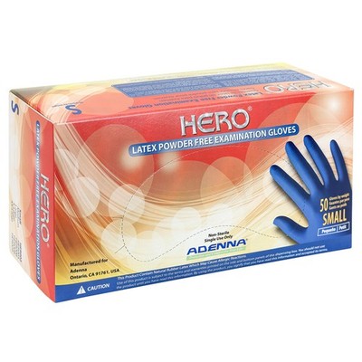 HER002 Hero 14 mil Powder-Free Latex Gloves, Extended Cuff, Medical Grade, Bl...