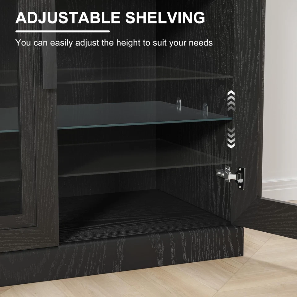 62" W x 31" H x 16" D Large Sideboard Buffet Cabinet with 4 Glass Doors,2 Adj... - Image 3 of 4