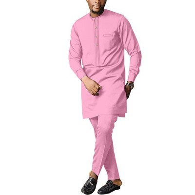 African Men's Formal Clothes Dashiki Shirt and Pant Piece Suit Traditional Lo...