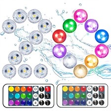 Mini Submersible LED Lights,Waterproof RGB Underwater Tea Light 20Pcs