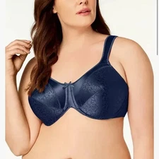 NWT Bali Satin Tracings Underwire Minimizer FULL Bra 3562 NAVY 38G comfort U $42