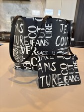 Versace Couture All Over Tote Purse Bag Range Graphic Black Signature
