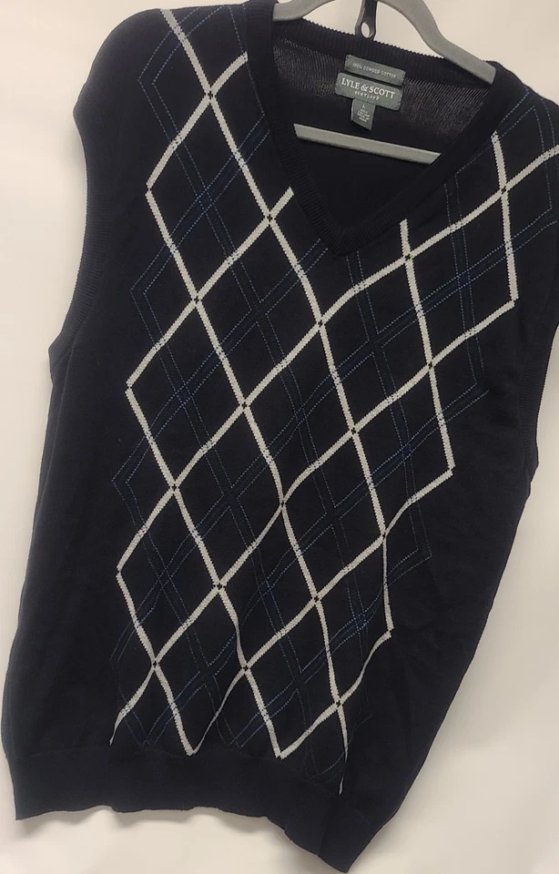 Colete Suéter Lyle & Scott Scotland Argyle Tamanho Grande Masculino - Imagem 3 de 4