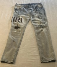 Amiri Distressed Denim Light Wash Jeans W38 L32, Made in USA