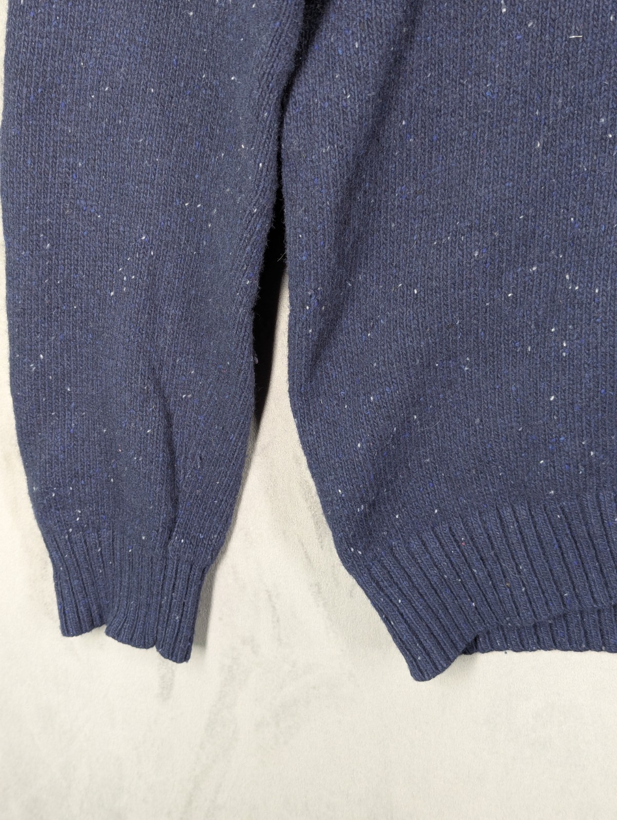 Ted Baker Jumper Lamb Wool Blend Blue Fair Isle Speckled Shawl Collar Large (4) image 4