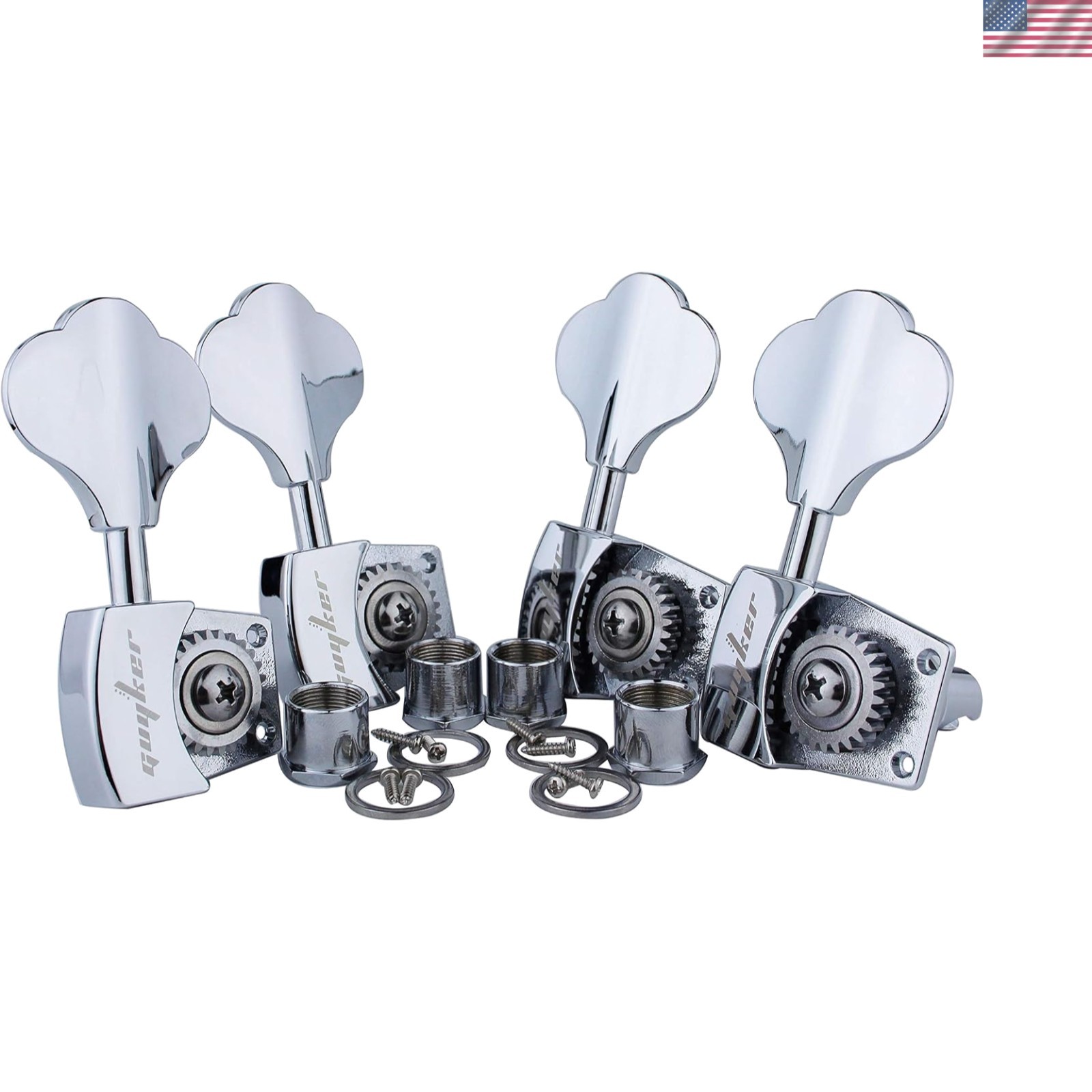 Bass Tuners 4 for Right - 1:26 Ratio Open Gear Tuning Key Pegs Machine Head R...