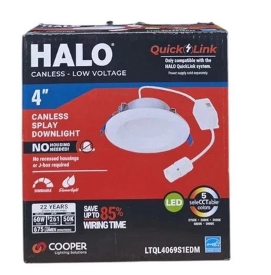 HALO QuickLink, 4 in. Selectable CCT 2700-5000K, 600 Lumens, Recessed Canless - Image 1 of 4