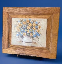 Vintage Stunning Oil On Wood Framed Painting Floral Theme Signed Hamilton Ohio