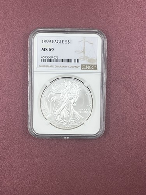#ad #ad 1999 S$1 American Silver Eagle NGC MS 69 Classic Brown Label $90.00