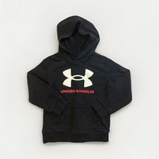 Under Armour Boys Fleece Pullover Hoodie Black Long Sleeve Size 6