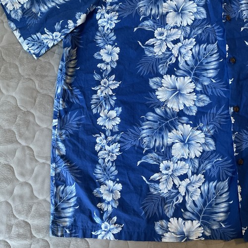 KY'S Mens Hawaiian Shirt 3XL Tropical Floral Lei Tiki Made in Hawaii XXXL- Blue - Picture 8 of 13
