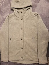 The North Face Sherpa Hoodie Womens Medium Gray Snap Button Teddy Bear Hi Pile