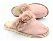 Zapatillas de cuero genuino para damas Zapatillas mulas Aisladas ROSA 36-41 DE