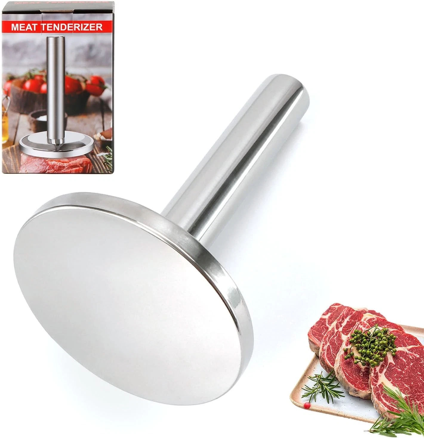 Meat Tenderizer Hammer, Meat Pounder Flattener, Stainless Steel Kitchen Meat