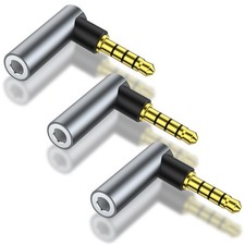 HATMINI 3 Pack Angle 3.5mm Male to Female Audio Adapter  90 Degree Right...