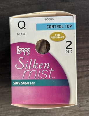 L'eggs Silken Mist Silky Sheer Leg Control Top Nude Pantyhose Size Q 2 Pait NIB