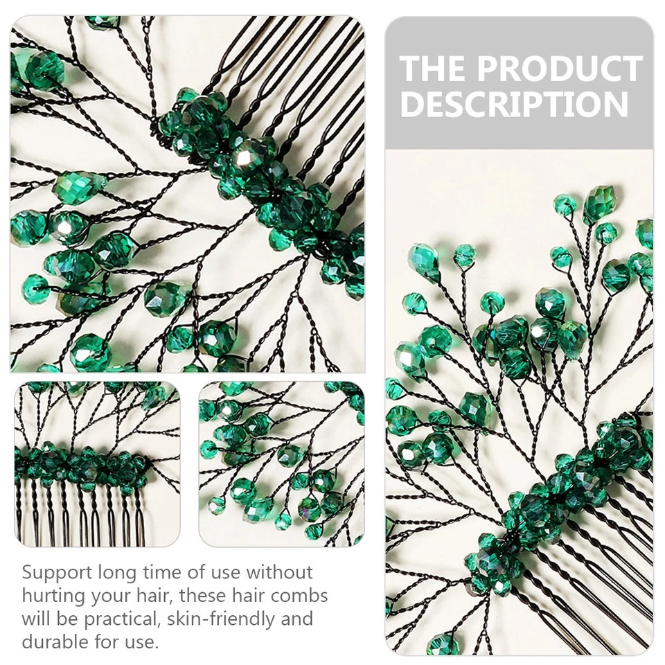 Foglia pettinata pettinata tornante cristallo foglia capelli pettine da sposa - Immagine 2 di 4