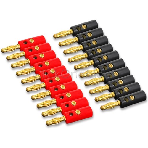 VOSO - 20 X 4mm Gold Plated Speaker Wire Cable Banana Plug Connector
