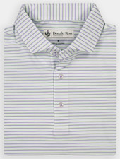 NEW Donald Ross MEDIUM Monroe Multi Stripe Golf Polo Shirt White Lavender Lime