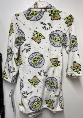 Star Wars The Mandalorian Kids Size 6/6x Small Plush Robe Bathrobe White/Green - Picture 4 of 5