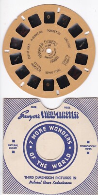 VIEW MASTER REEL # 68 HAND LETTER TAN HAWAIIAN FLOWERS HAWAII BY SAWYER,SLEEVE 