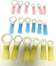 Heat Shrink Ring Terminal wire Connector GA AWG Gauge YELLOW,BLUE, RED Hole 