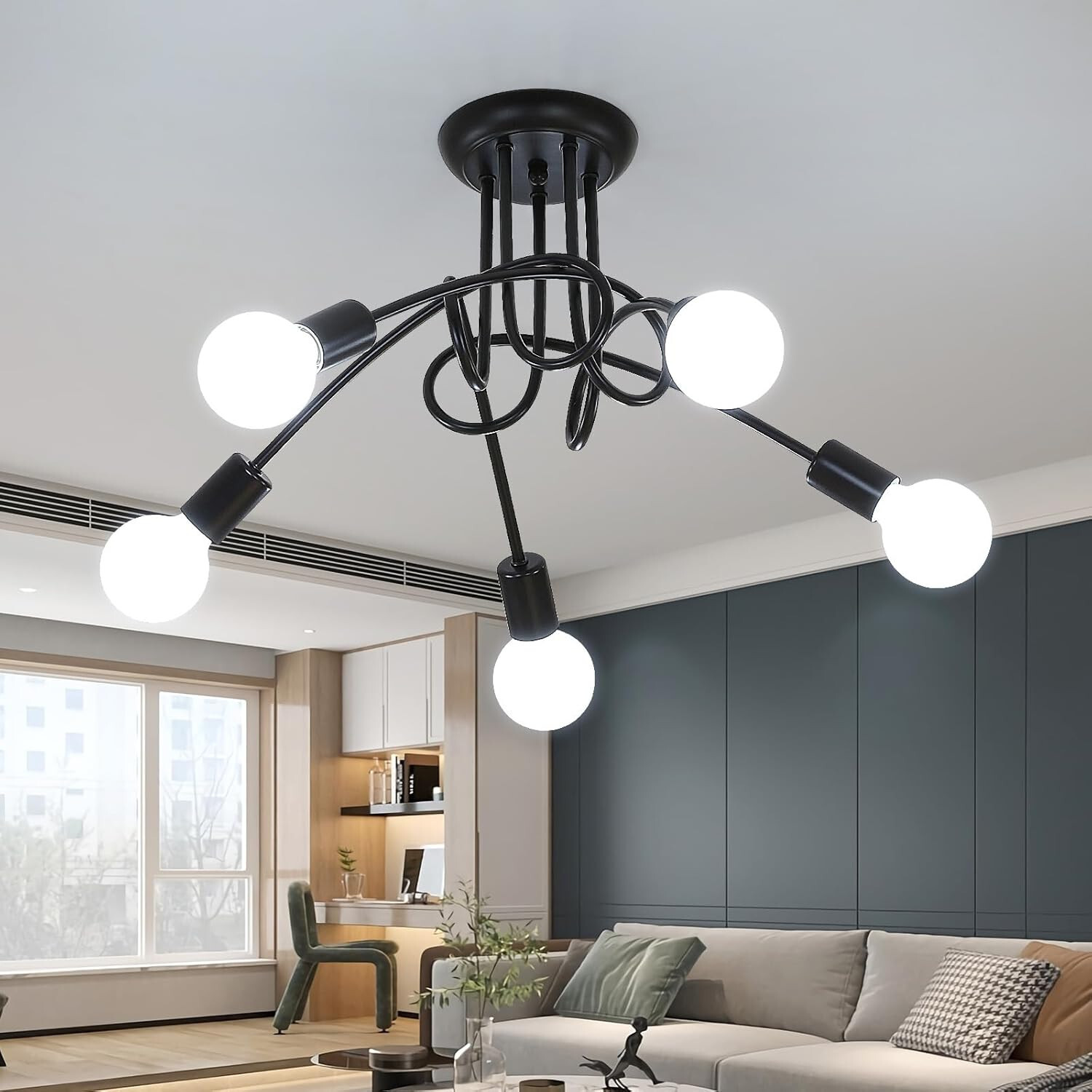 Lampadario Camera da Letto Industriale E27 - Plafoniera Vintage Ferro