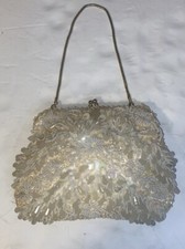Vintage Opalescent Bead  Sequin Evening or Wedding Kiss Lock Handbag