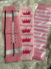 child baby toddler leg warmers lot of 3 princess pink football New