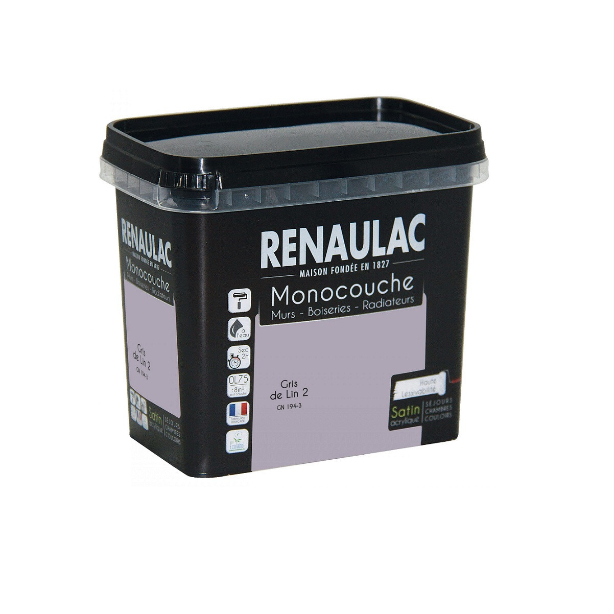 Peinture RENAULAC gris de lin pour relooker facilement un meuble en bois de salon