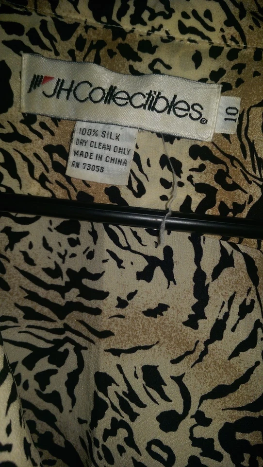 Camisa Top Blusa Mujer JH Collectibles Talla 10 Estampado Leopardo Seda Foto 2 de 3