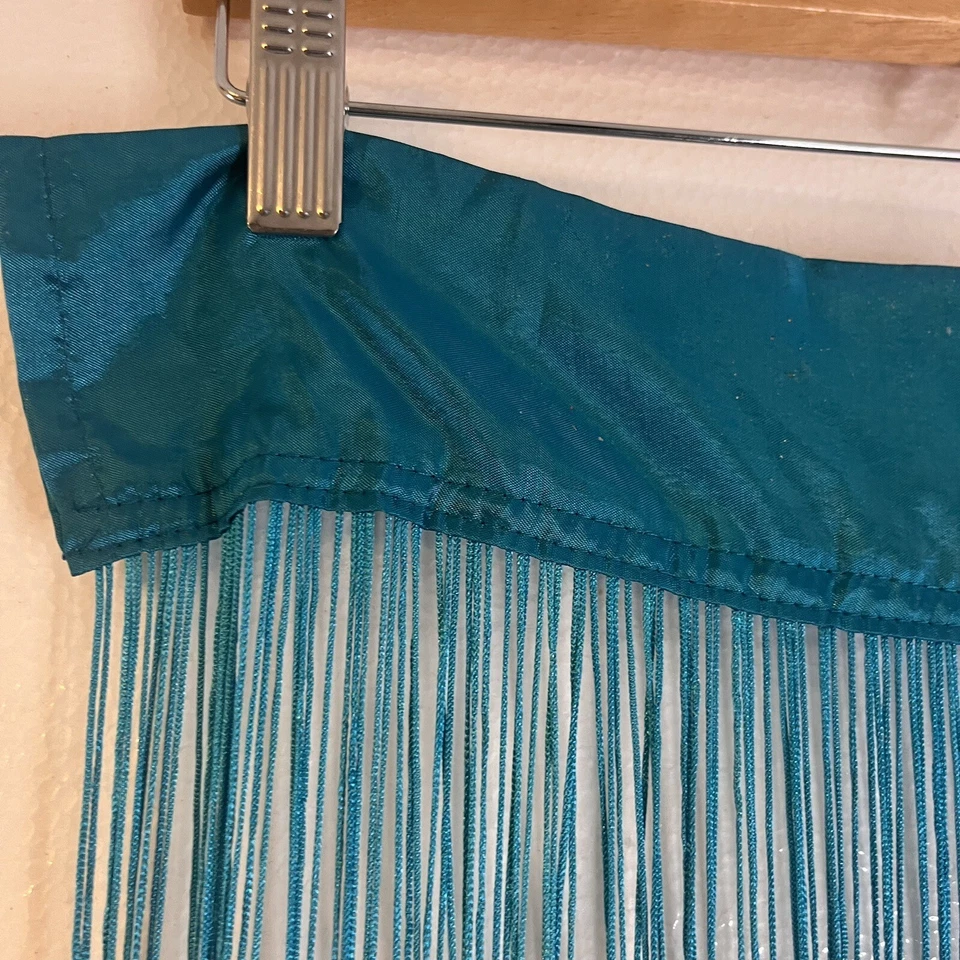 Juego de 3 flecos de panel de ventana decoración divisor habitación puerta azul cortina cadena azul Foto 3 de 4