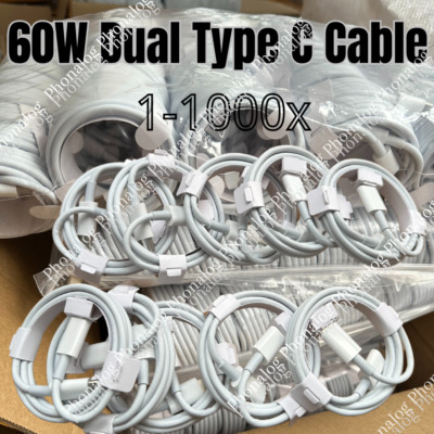60W Type C Fast Charging PD USB C To C Cable Lot For iPhone/iPad Pro/Air/Macbook