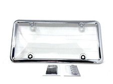 Chrome Unbreakable Clear License Plate Tag Shield Cover With Hardware Vmd