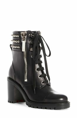 CHRISTIAN LOUBOUTIN EN HIVER WINTER SPIKES BLACK BOOTIE - EUR 37