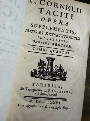 C. Cornelii Taciti Opera Paris 1776 Tomus Quartus Tacitus
