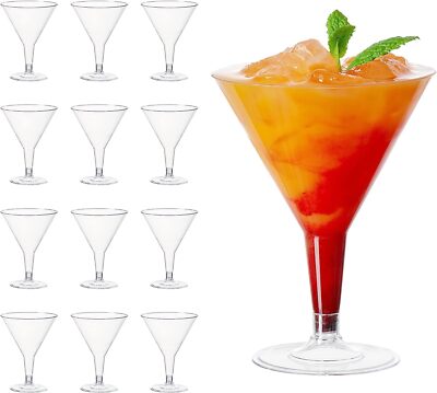 48 klare Hartplastik Martini Cocktail Gläser für Hochzeiten & Partys - 210ml