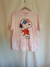 Peanuts Snoopy T shirt Pink Tye Dye Large