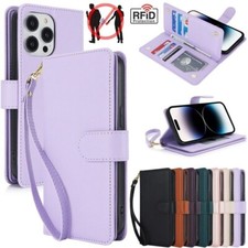 For iPhone 17 16e 15 14 13 12 11 Pro Max XR 8 eather Flip Wallet Case Card Cover
