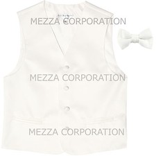 New Kids Boys Formal Tuxedo Vest Bowtie White US Sizes 2-14 Wedding Party