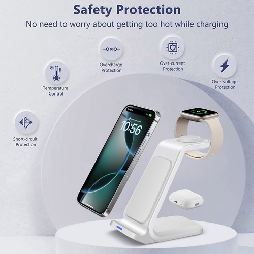 Bezprzewodowa ładowarka 3w1 Stacja ładująca do Apple Watch Air Pods iPhone 16 15 14 - Zdjęcie 16 z 26