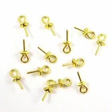 Vermeil, Gold Plated Peg Bail Caps for Half Drilled Pearls and Beads 10 pcs
