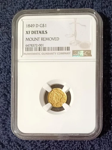 1849-D Type 1 gold Dollar, Dahlonega Mint, NGC XF Details