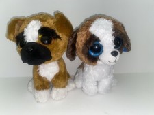 Lot Ty Beanie Boos 9" Medium Duke Blue Glitter Eyed Saint Bernard Brutus Boxer