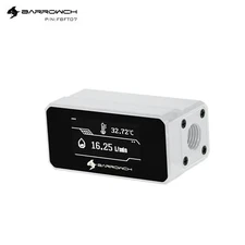 BarrowCH Digital OLED Display Inline Flow Meter Thermometer Water Cooling White