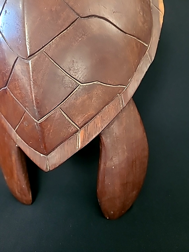 Beautiful Large Mid Century Vintage Hand Carved Wooden Sea Turtle 18" Long Décor - Photo 9/10
